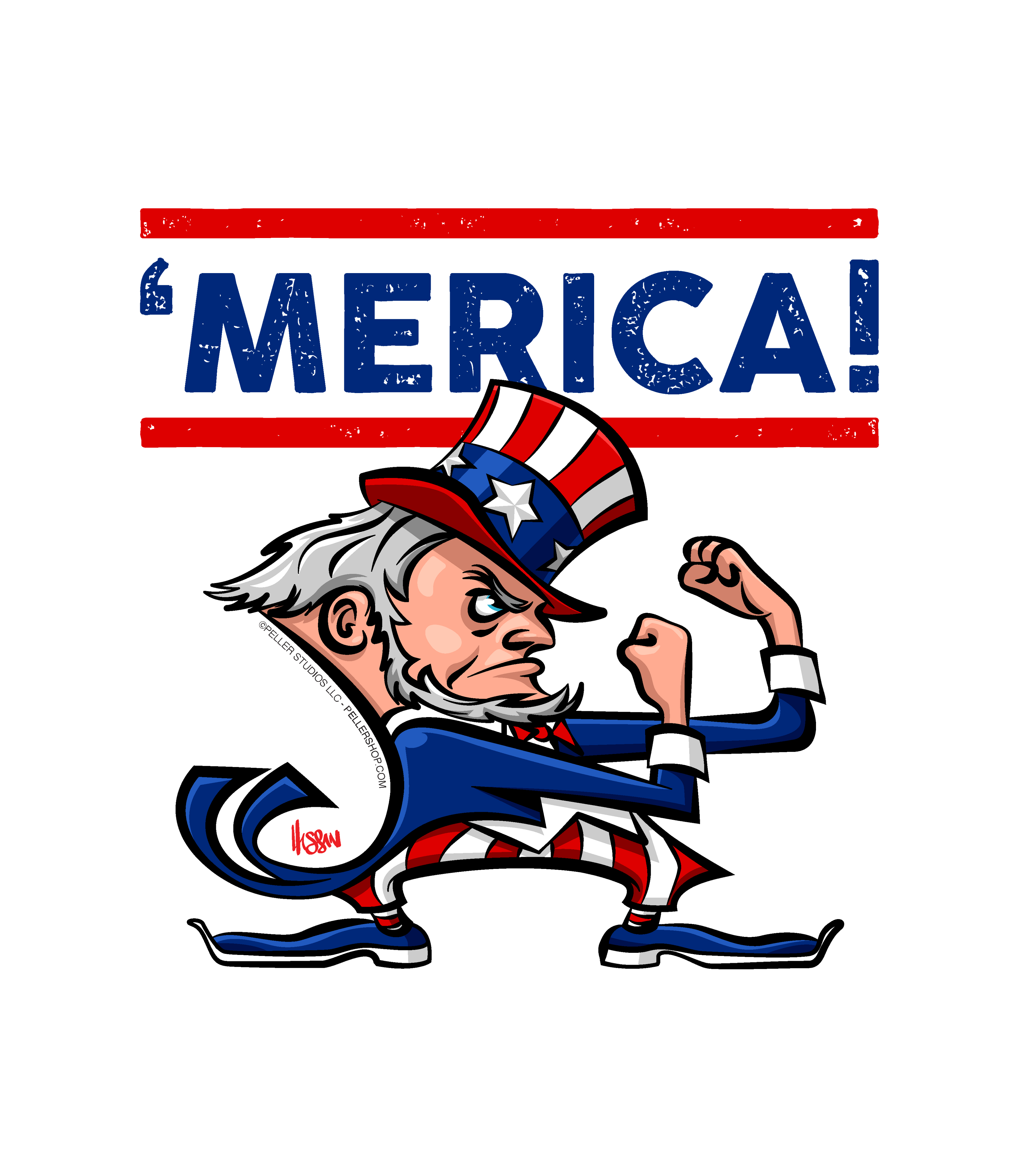 'Merica! Fighting Uncle Sam T-Shirt